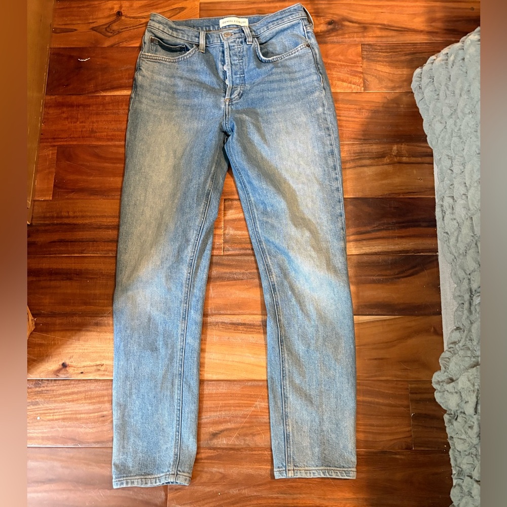 denim Forum Yoko High Rise Slim Jeans 28 Light Aritzia Straight Denim (0341)